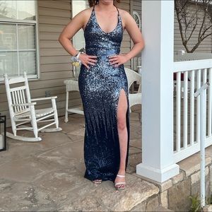 Formal dark blue dress Size small 3/4 Dillard’s